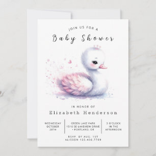 Lake Digital Swan Baby Dusche Einladung