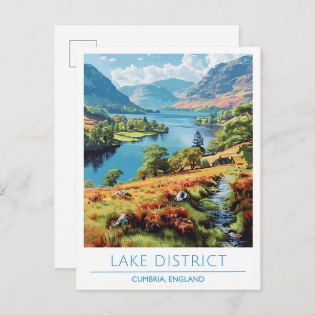 Lake District Cumbria England Vintage Travel Postkarte (Vorne/Hinten)