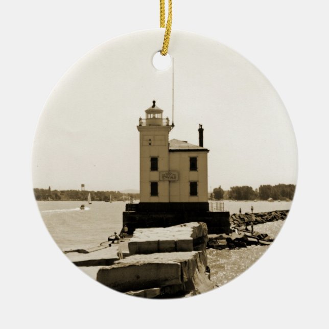 Lake Erie Lighthouse Keramik Ornament (Vorne)
