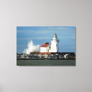 Lake Erie Lighthouse mit Wave Canvas Print Leinwanddruck