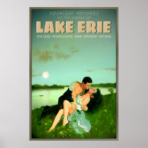 Lake Erie New York Pennsylvania Ohio Mondlicht Poster