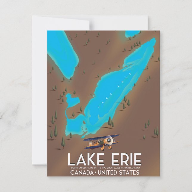 Lake Erie, USA Lake Map Reiseplakat (Vorderseite)