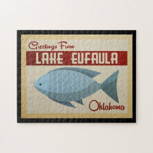 Lake Eufaula Puzzle Oklahoma Fisch Vintage