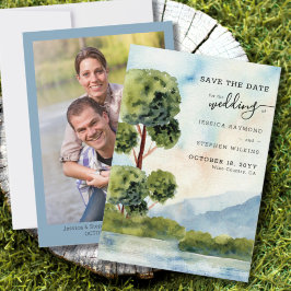 Lake Evergreen Wasserfarbe und vertikales Foto Save The Date