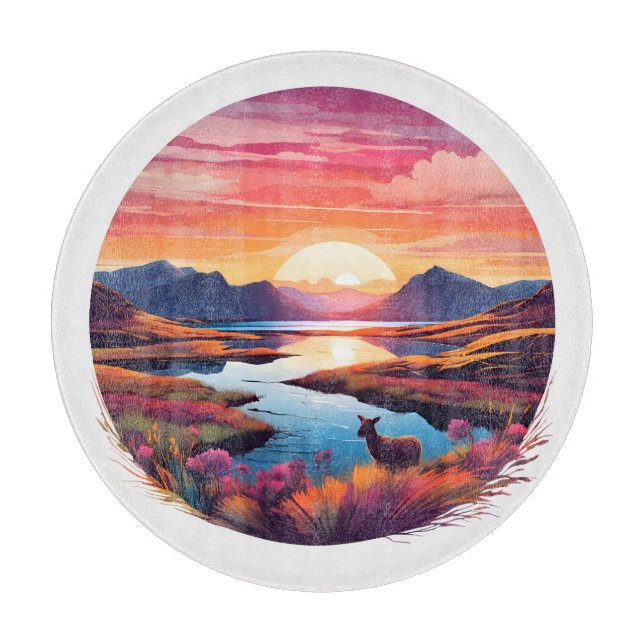 Lake Ewe Sunset in Schottland Schneidebrett (Vorderseite)