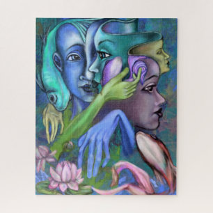 Lake Faces - Abstrakte, moderne kubistische Malere Puzzle
