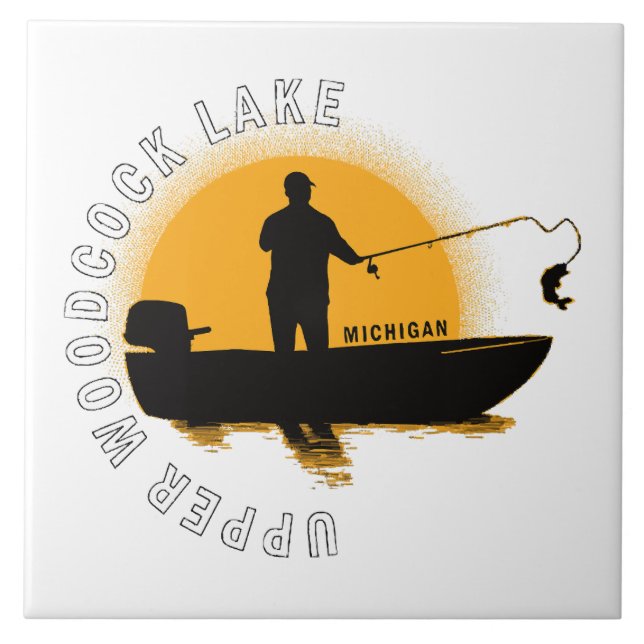 Lake Fishing Michigan Fliese (Vorderseite)