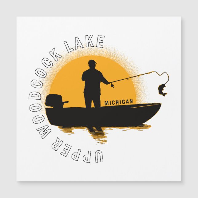 Lake Fishing Michigan Magnetkarte (Vorderseite)