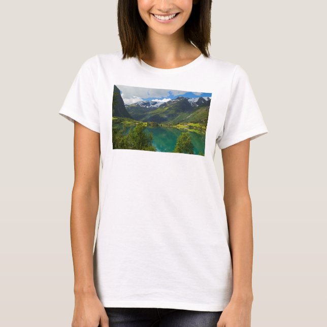 Lake Floen landschaftlich, Norwegen T-Shirt (Vorderseite)