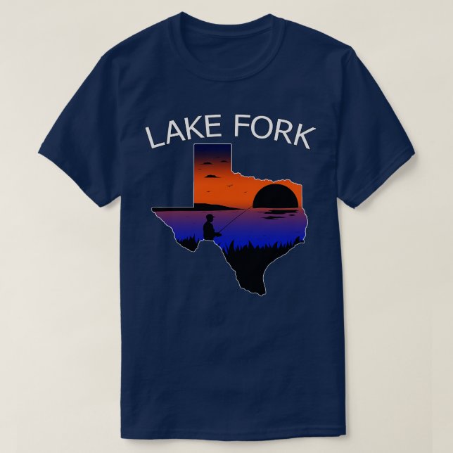 Lake Fork Reservoir Texas Fisherman Fischen bei Su T-Shirt (Design vorne)