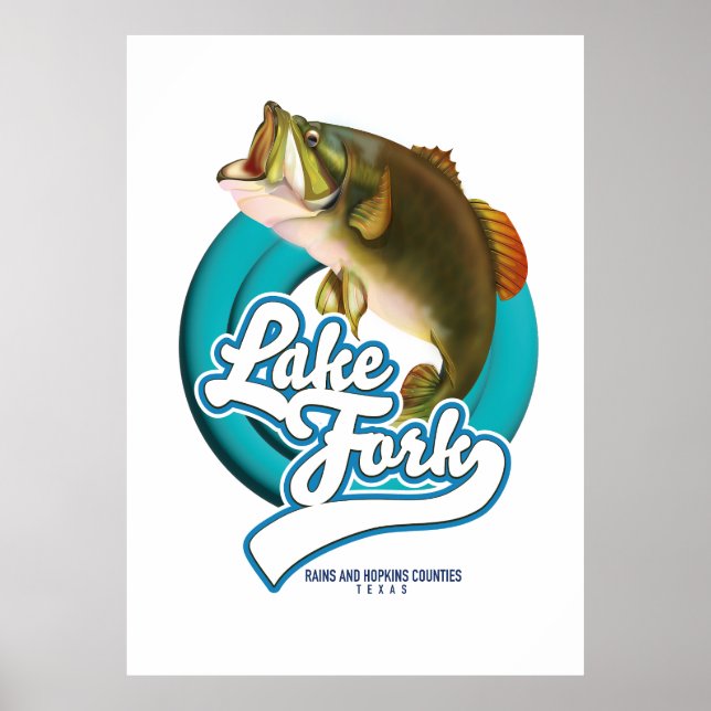 Lake Fork Texas Fishing-Logo. Poster (Vorne)