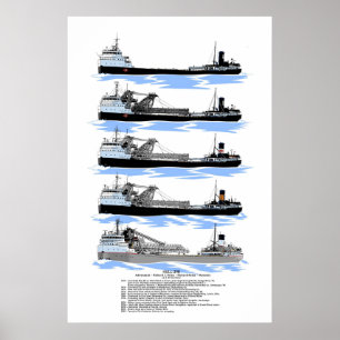 Lake Freighter Manistory History Poster
