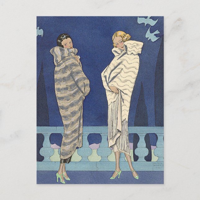 Lake Fur Coats von George Barbier Postkarte (Vorderseite)