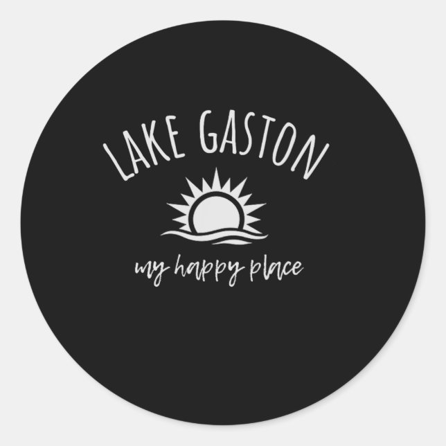 Lake Gaston My Happy Place Boating Fishing Camping Runder Aufkleber (Vorderseite)