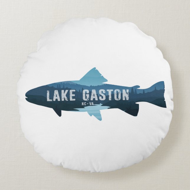 Lake Gaston North Carolina Virginia Fish Throw Pil Rundes Kissen (Vorderseite)