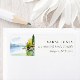 Lake Geneva Switzerland Watercolor Scape Address