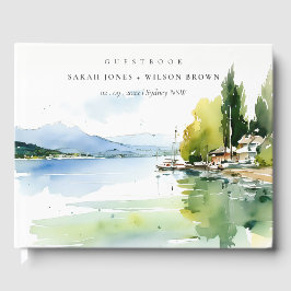Lake Geneva Switzerland Watercolor Scape Wedding Gästebuch