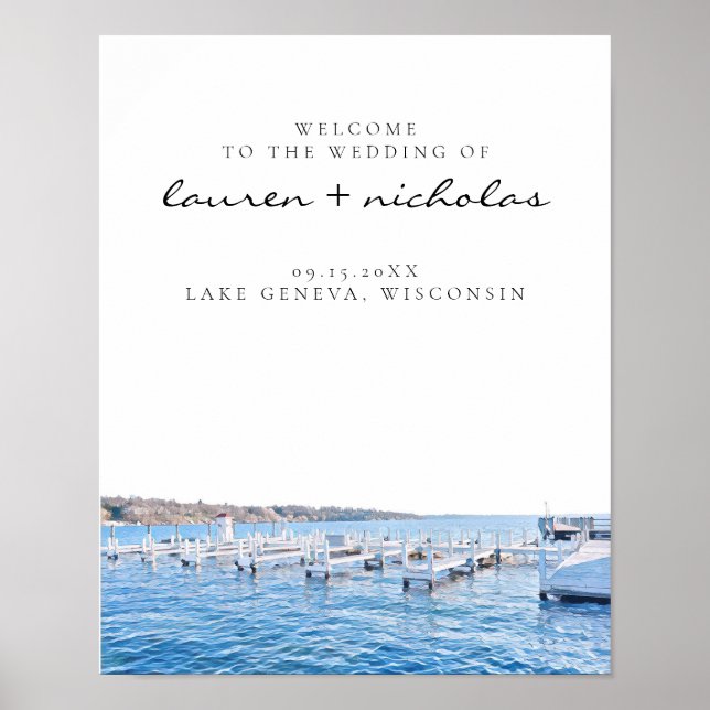 Lake Geneva Wisconsin Wedding Welcome Sign Poster (Vorne)