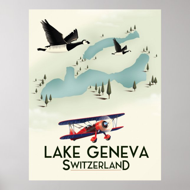 Lake Genva Switzerland Travel Poster (Vorne)