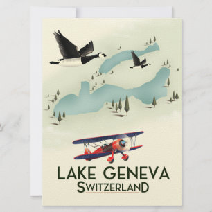 Lake Genva Switzerland Travel Poster Einladung