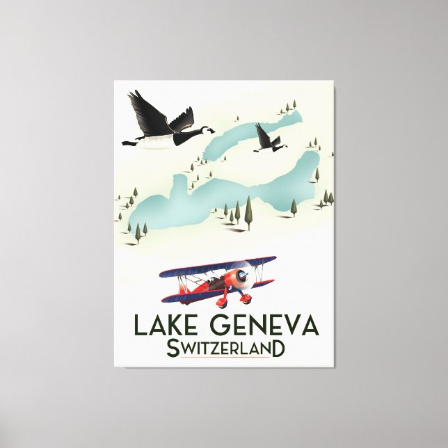 Lake Genva Switzerland Travel Poster Leinwanddruck (Vorderseite)