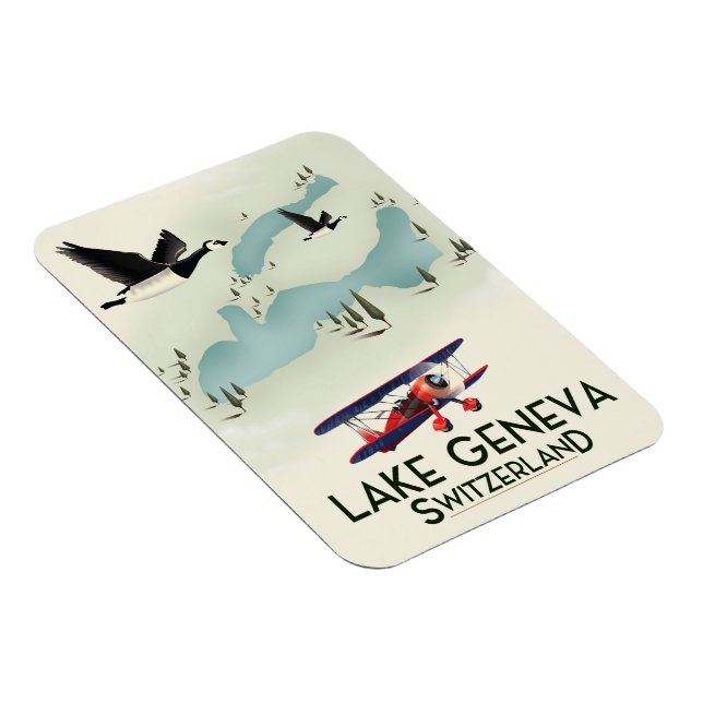 Lake Genva Switzerland Travel Poster Magnet (Rechte Seite)