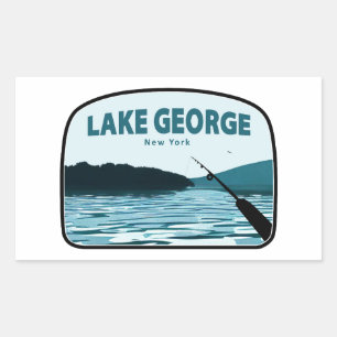 Lake George New York Fishing Rod Rechteckiger Aufkleber