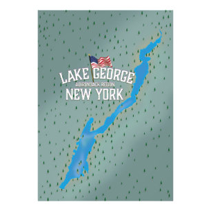 Lake George New York Karte Fotodruck