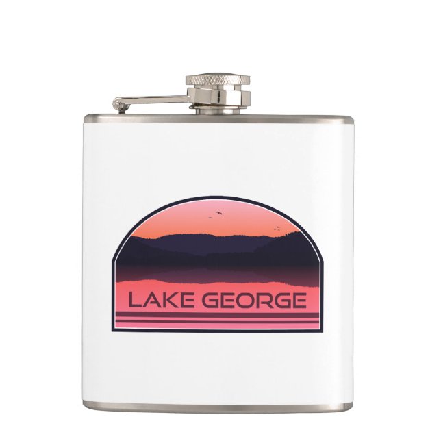 Lake George New York Red Sunrise Flachmann (Vorderseite)