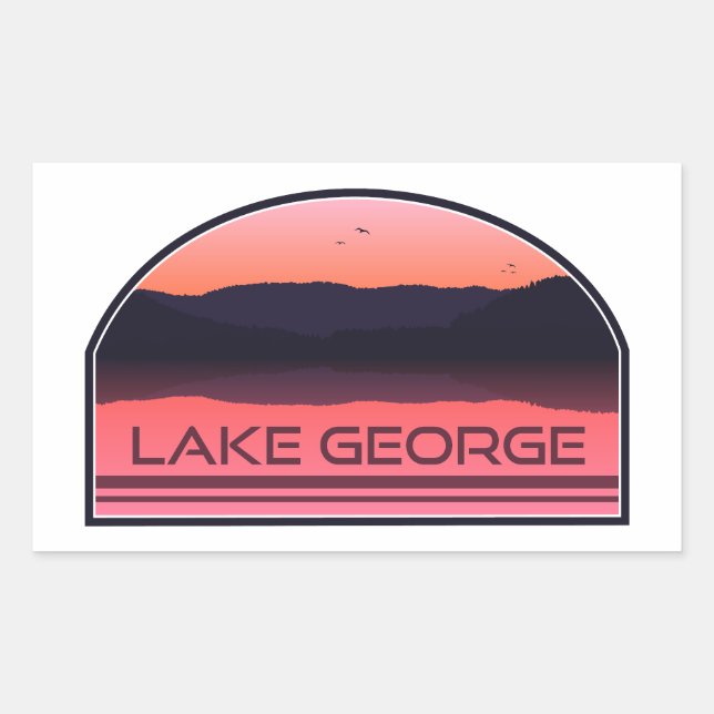 Lake George New York Red Sunrise Rechteckiger Aufkleber (Vorderseite)