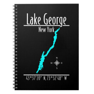 Lake George New York Uferkarte Koordinaten Notizblock