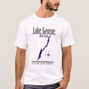Lake George New York Uferkarte Koordinaten T-Shirt
