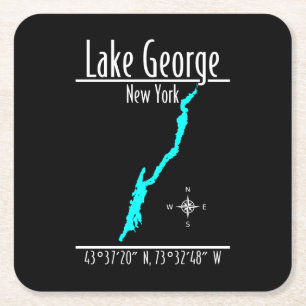Lake George New York Uferkoordinatenkarte Rechteckiger Pappuntersetzer