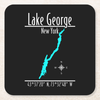 Lake George New York Uferkoordinatenkarte Rechteckiger Pappuntersetzer