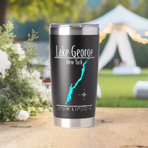 Lake George New York zweiseitige Uferkarte Thermobecher