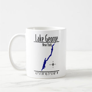 Lake George New York zweiseitige Uferlinien-Karten Kaffeetasse