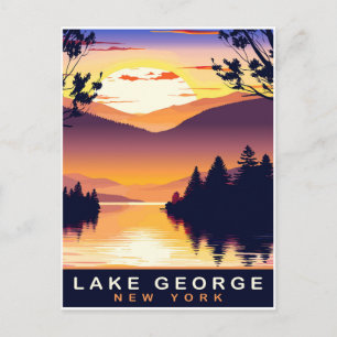 Lake George, NY, Romantischer Sonnenuntergang, Rei Postkarte