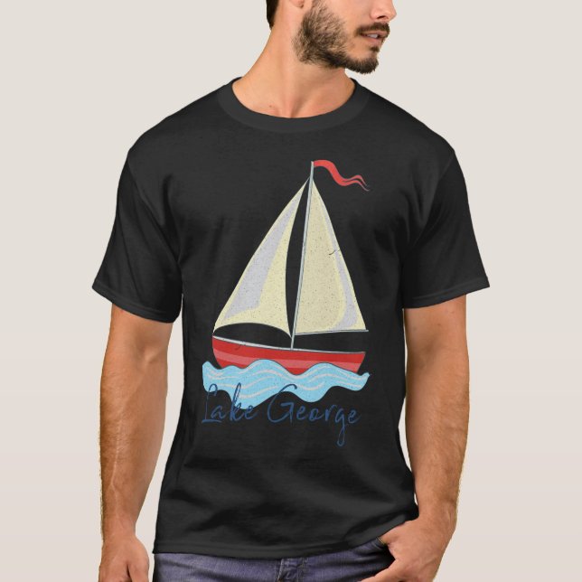 Lake George Ny Vacation Sail Boat Sailing Boating  T-Shirt (Vorderseite)