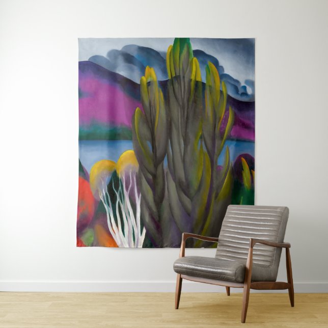 Lake George White Birch | Georgia O'keeffe | Wandteppich (Beispiel)