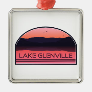 Lake Glenville North Carolina Roter Sonnenaufgang Ornament Aus Metall