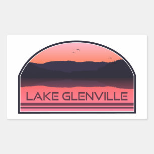 Lake Glenville North Carolina Roter Sonnenaufgang Rechteckiger Aufkleber