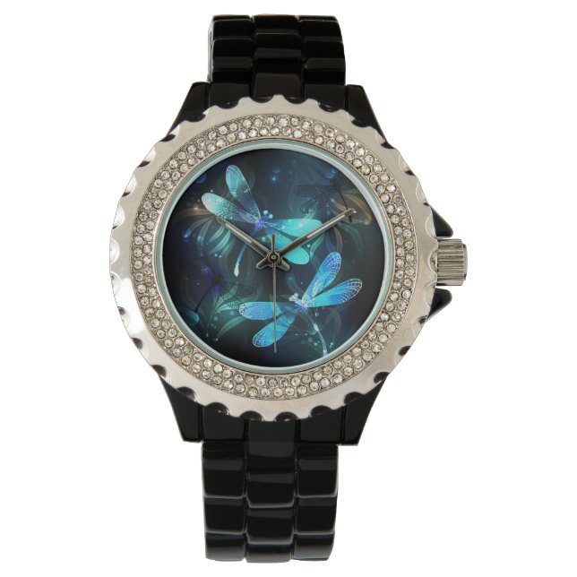 Lake Glows Dragonflies Armbanduhr (Vorderseite)