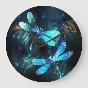 Lake Glows Dragonflies Große Wanduhr