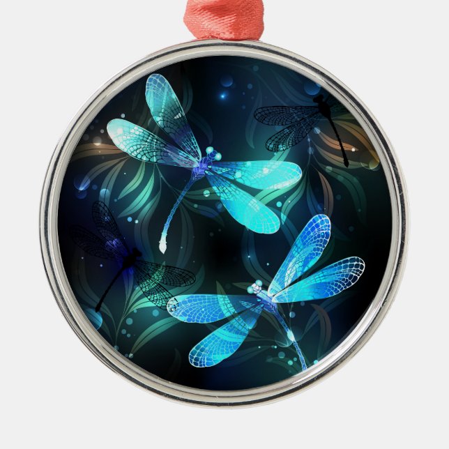 Lake Glows Dragonflies Ornament Aus Metall (Vorne)