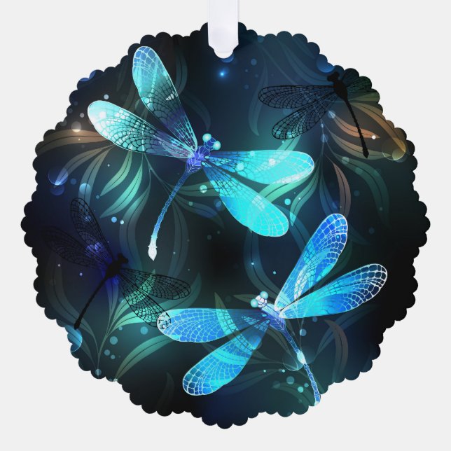 Lake Glows Dragonflies Ornament Karte (Vorderseite)