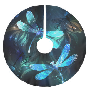 Lake Glows Dragonflies Polyester Weihnachtsbaumdecke