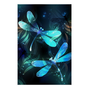 Lake Glows Dragonflies Poster