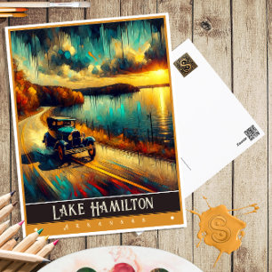 Lake Hamilton, Arkansas Vintage Gemälde Postkarte