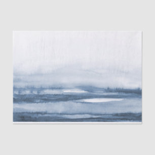 Lake Harbour Fog Blue Watercolor Seidenpapier