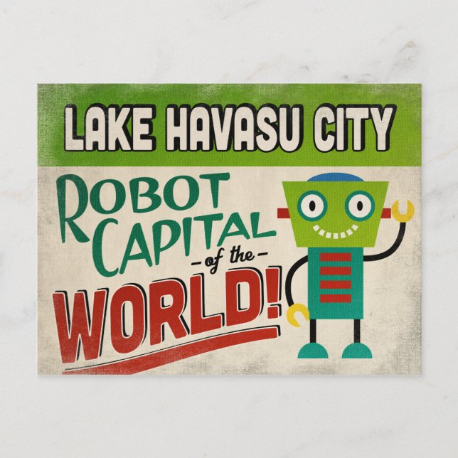 Lake Havasu City Arizona Roboter - Vintager Funny Postkarte (Vorderseite)